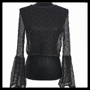 Romeo + Juliet Couture Black Net Top Size S #0023